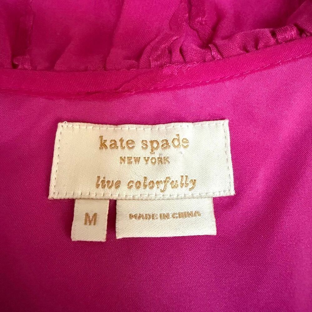 Kate Spade New York 100% silk fuchsia sleeveless ruffled blouse size M - Picture 6 of 6